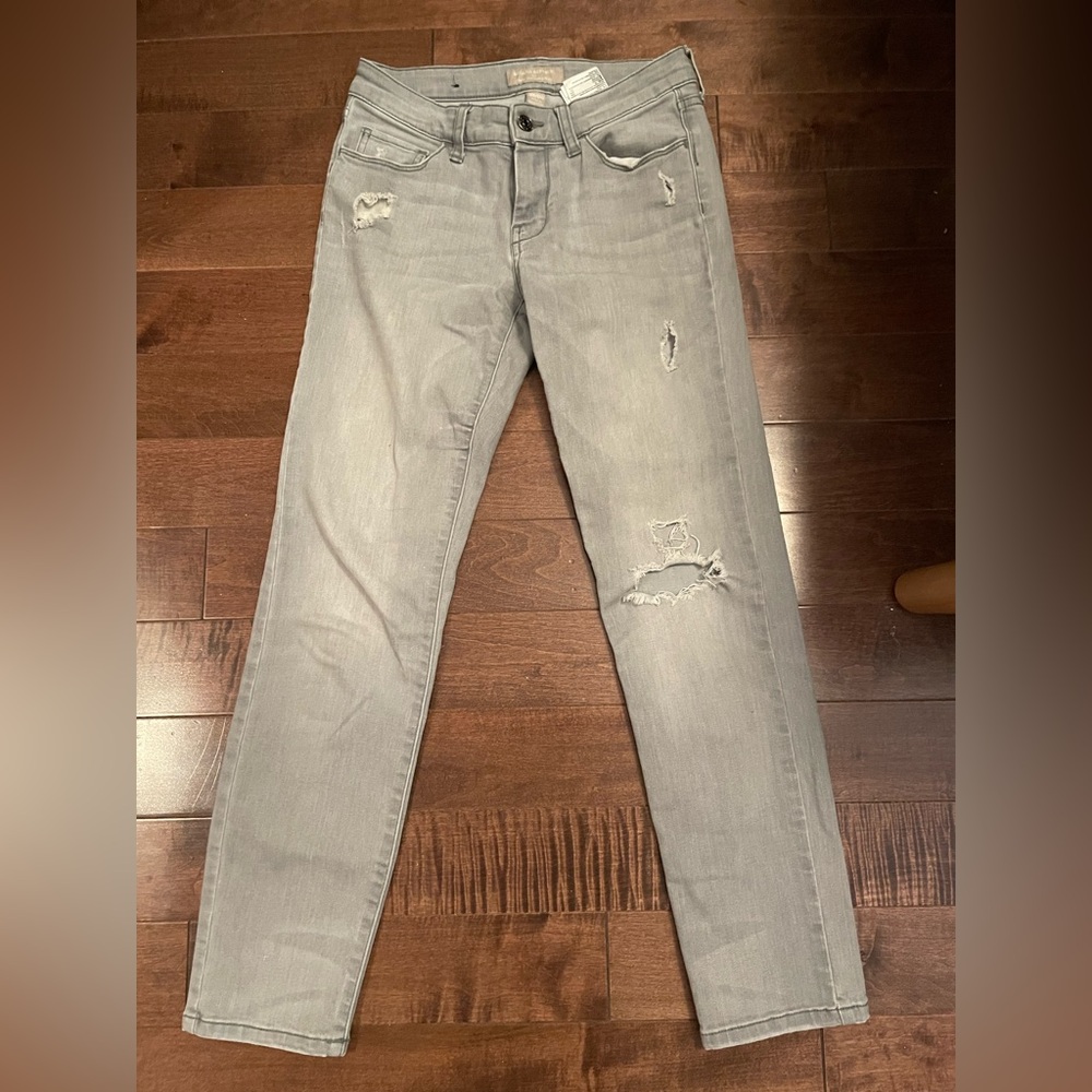 Banana Republic Light Gray Distressed Skinny Jeans